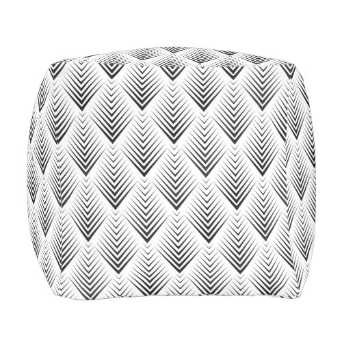 Art Deco Black White Elegant Minimal Botanical Outdoor Pouf