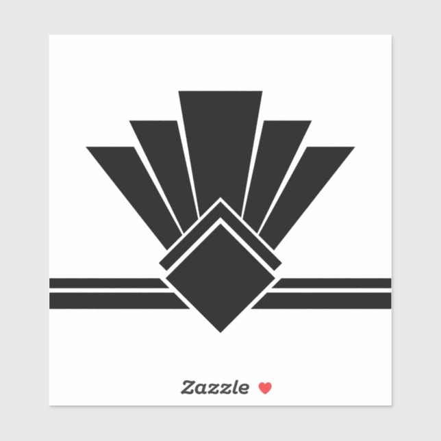 Art Deco Black White Fan Pell and Stick Tile Sticker (Sheet)