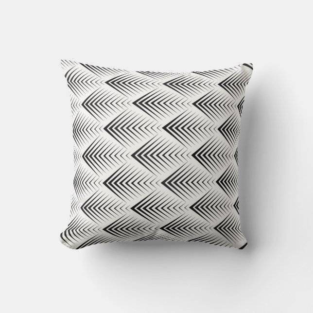Art Deco Black White Minimal Geometric Arrows Throw Pillow (Front)