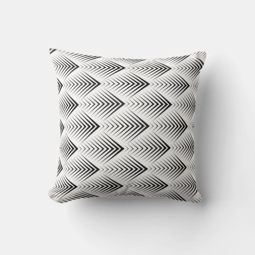 Art Deco Black White Minimal Geometric Tribal Throw Pillow