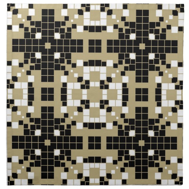 Art Deco Black, White Retro Abstract Art Cloth Napkin (Front)