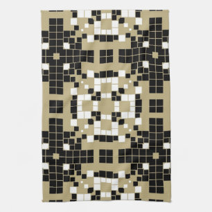 Art Deco Black, White Retro Abstract Art Towel