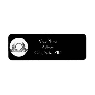 Art Deco Black White Silver Medallion Wedding Label