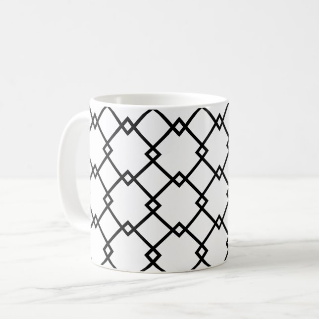 Art Deco Black White Stripe Retro Pattern Mug (Front Left)