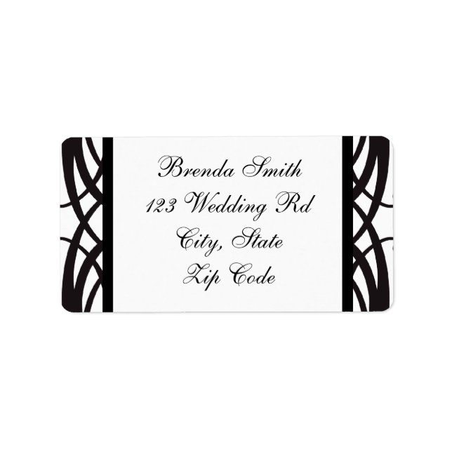 Art Deco Black White Wedding RSVP Address Labels (Front)
