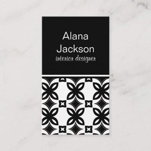 Art Deco Blooms Business Card, Black and White