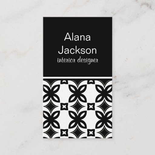 Customizable Art Deco Blooms Business Card, Black and White