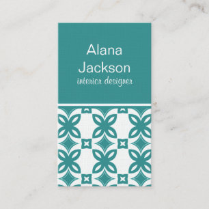 Art Deco Blooms Business Card, Turquoise Card