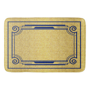 # Art Deco Blue and Gold Bath Mat