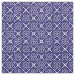 Art Deco Blue and White Abstract Tiled Pattern  Fabric