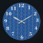 Art Deco Blue And White Large Clock<br><div class="desc">A Simple But Decorative Large Wall Clock Done In Blue,  Gold And White</div>