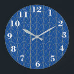 Art Deco Blue And White Large Clock<br><div class="desc">A Simple But Decorative Large Wall Clock Done In Blue,  Gold And White</div>