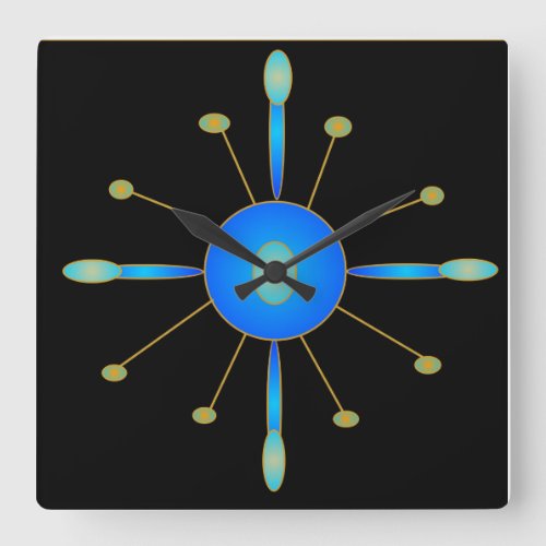 Art Deco Blue Aqua Gold  Creative Clocks