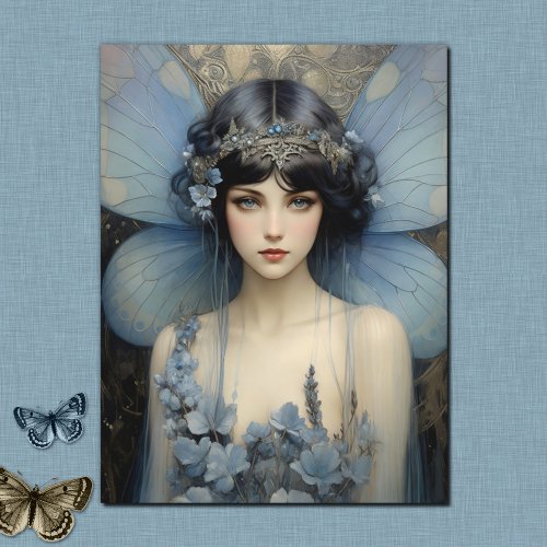 Art Deco Blue Fairy _ Fairy Art Postcard