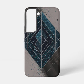 Art Deco Blue Glitter Geometric Samsung Galaxy S22 Case