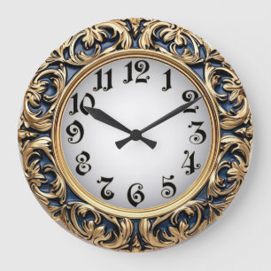Art Deco Blue Large Clock
