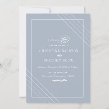 Art Deco Blue White Wedding Invitation by blush_printables at Zazzle