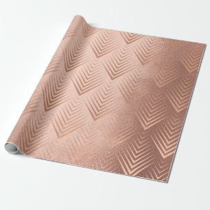 Art Deco Blush Rose Copper Elegant Geometry Wrapping Paper