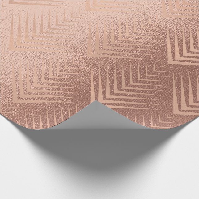 Art Deco Blush Rose Gold Elegant Minimal Geometry Wrapping Paper (Corner)