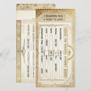  Art Deco boarding pass Wedding Card