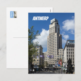 Art Deco Boerentoren Cityscape, Antwerp Holiday Postcard