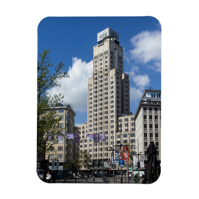 Art Deco Boerentoren Cityscape, Antwerp Magnet (Vertical)