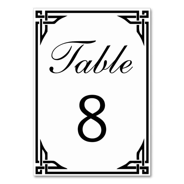 Art Deco Border Double-sided Table Numbers (Back)