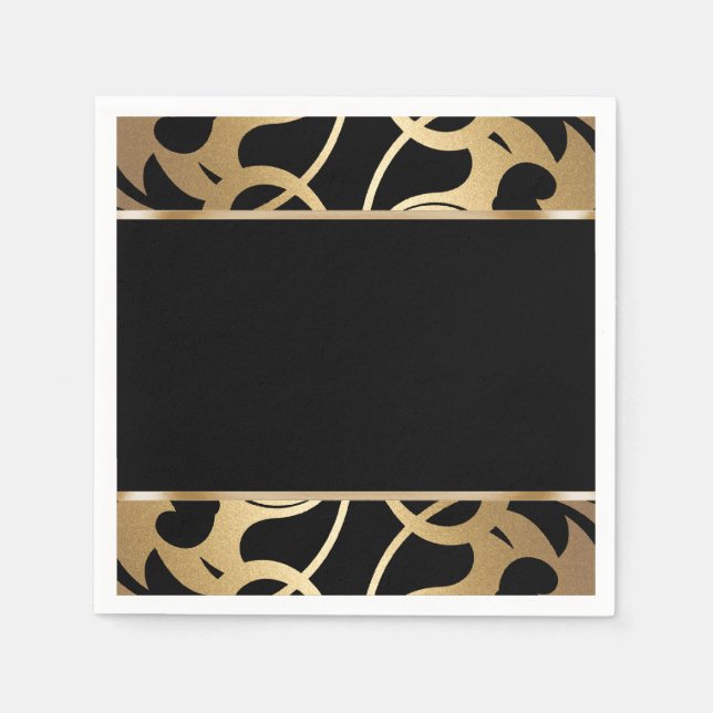Art Deco Border Gold Paper Napkins (Front)
