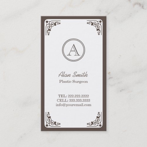 Art Deco Border Plastic Surgeon Business Card