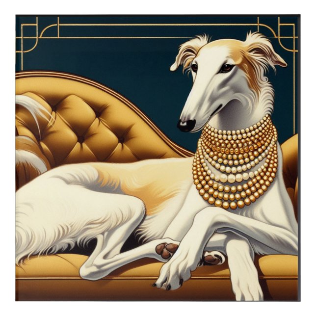 Art Deco Borzoi Acrylic Wall Art (Front)