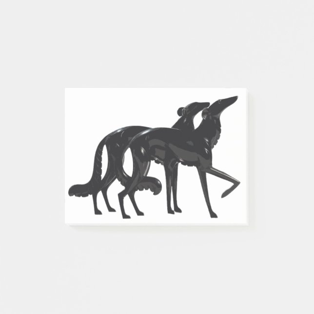 Art Deco Borzoi Duo Black Post-it Notes (Front)