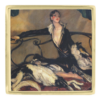 Art Deco borzoi Lapel Pin