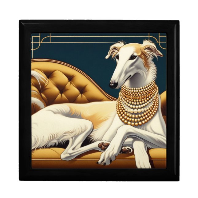 Art Deco Borzoi Princess Gift Box (Front)