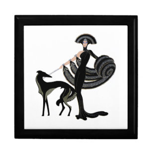 Art Deco Borzoi With Model Gift Box