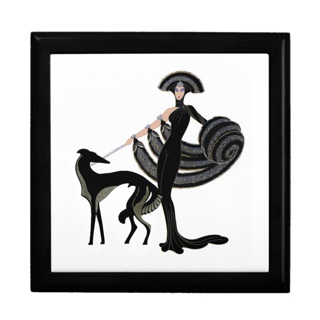 Art Deco Borzoi With Model Gift Box (Front)
