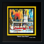 Art Deco Boston Swan Boats<br><div class="desc">Creatively designed colorful Boston Swan Boats on a black background using an applied art deco filter.
By celeste@khoncepts.com</div>