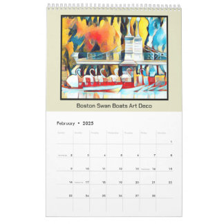 Art Deco Boston Swan Boats Calendar