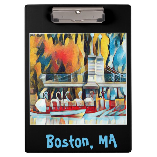 Art Deco Boston Swan Boats  Clipboard (Front)