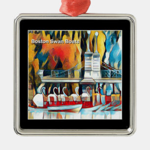 Art Deco Boston Swan Boats Metal Ornament