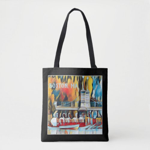 Art Deco Boston Swan Boats on black background Tote Bag