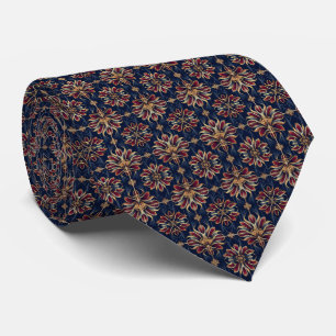 Art Deco Botanical Geometry Pattern: Cranberry... Neck Tie