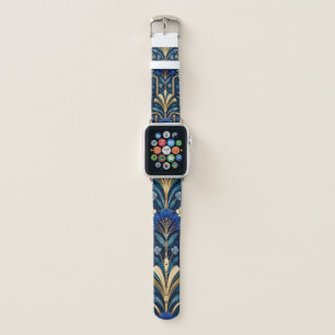 Art Deco Botanical Pattern. Sapphire Blue Apple Watch Band