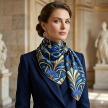 Art Deco Botanical Pattern. Sapphire Blue