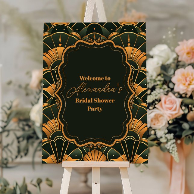Art Deco Bridal Diamond Gold and Green  Foam Board (Creator Uploaded)
