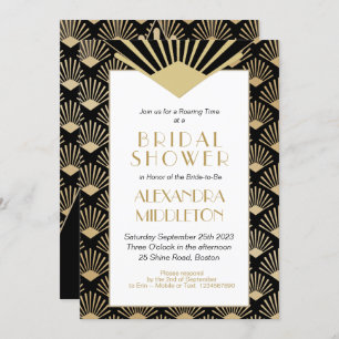Art Deco Bridal Shower Black Gold Vintage Invitation