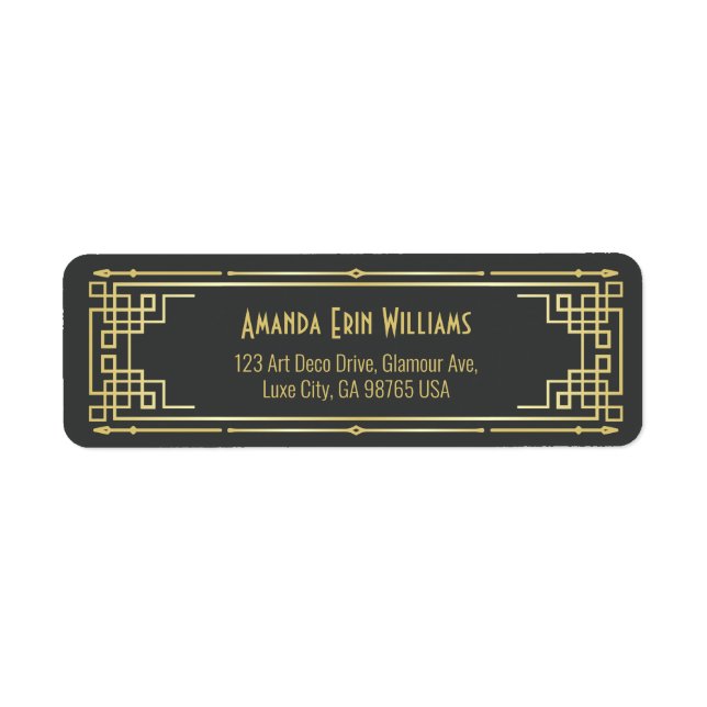 Art Deco Bridal Shower Elegant Gold Gray Retro Label (Front)