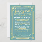 Art Deco Bridal Shower Elegant Gold Turquoise Invitation (Front)