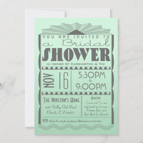 Art Deco Bridal Shower Invitation - Gatsby Style