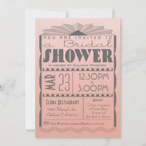 Art Deco Bridal Shower Invitation - Gatsby Style