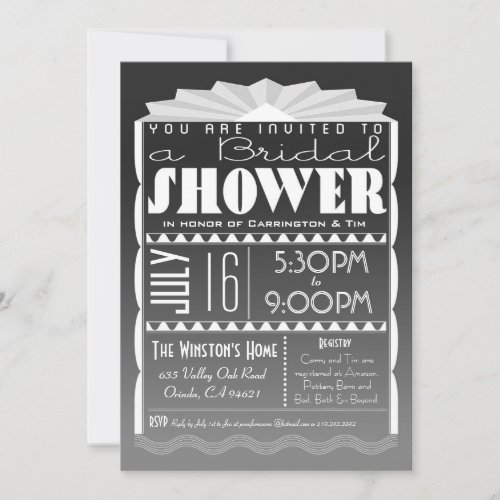 Art Deco Bridal Shower Invitation - Gatsby Style